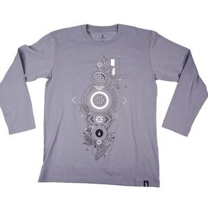 Threyda Shirt Mens Large Gray Pullover‎ Lightweight Geometric Logo Mandala 2732
